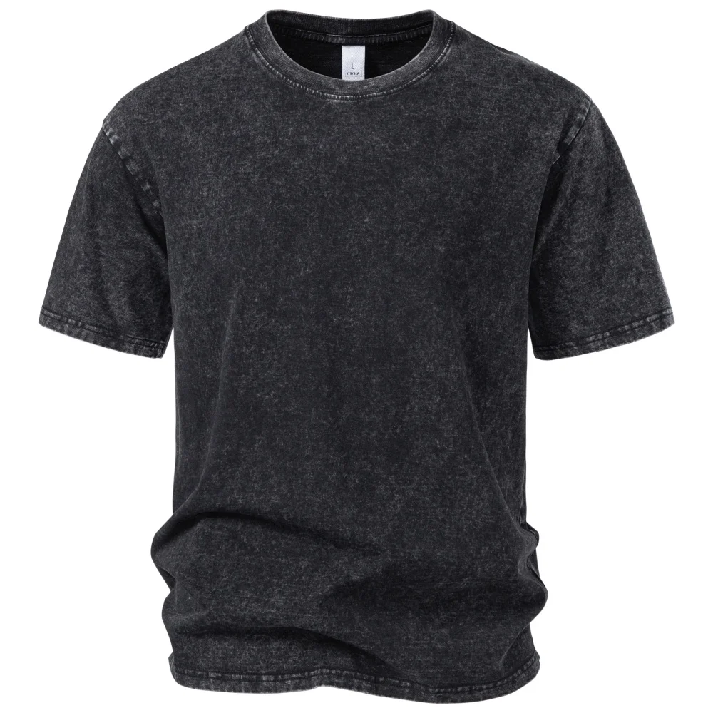 AIOPESON Men's 100% Cotton Washed T Shirt Vintage Acid Wash Short Sleeve Crew Neck Casual Summer Tee Tops