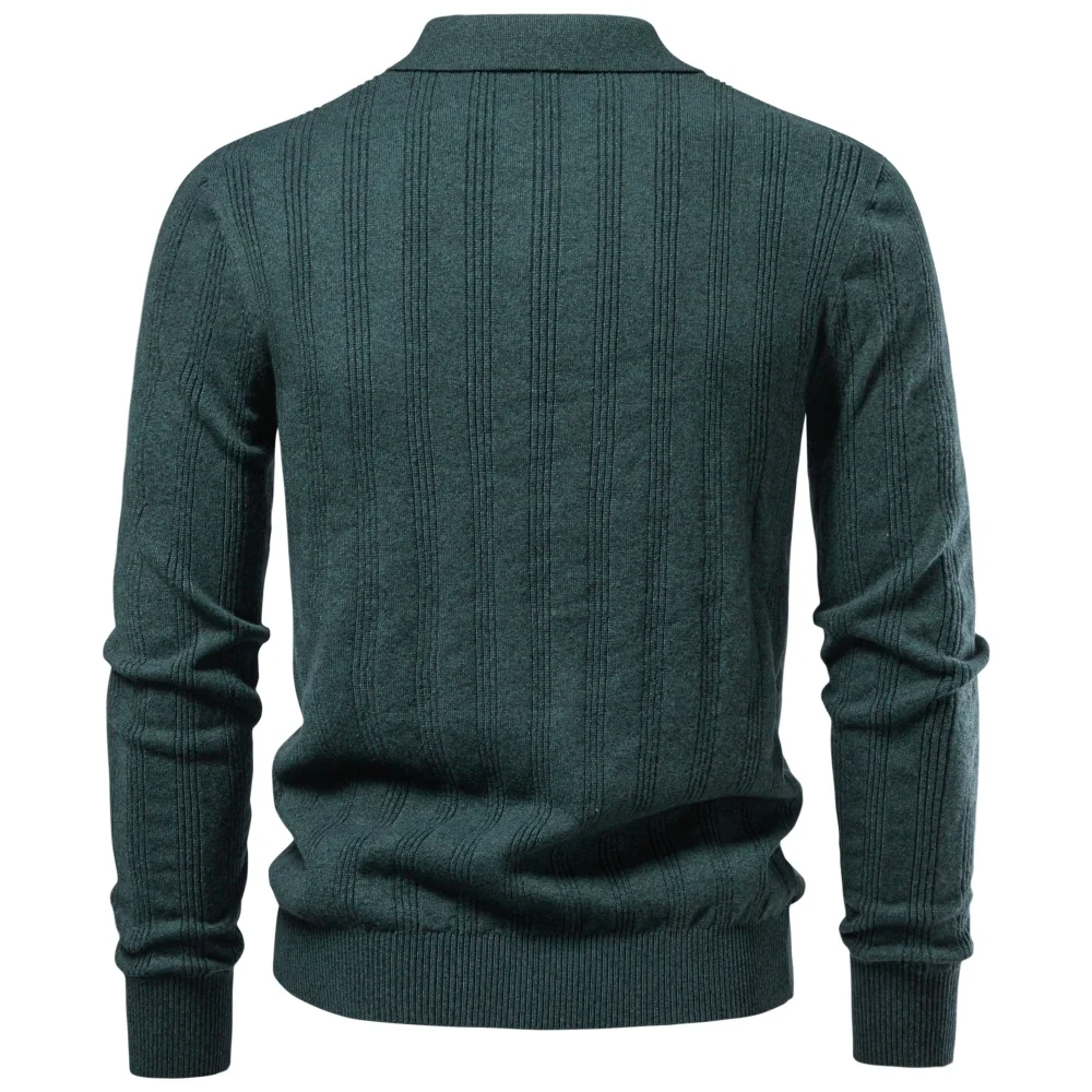 Men's Knit Faux Cashmere Polo Solid Color Long Sleeve Polo Shirt Ribbed Half Placket Casual Business Autumn 7 Colors Sweater