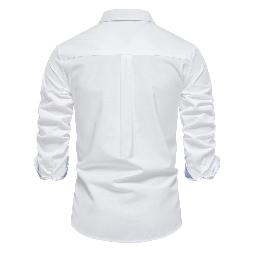 AIOPESON 2023 New Autumn Cotton Men's Oxford Shirt Long Sleeve Button Down Social Business Casual Shirts for Men
