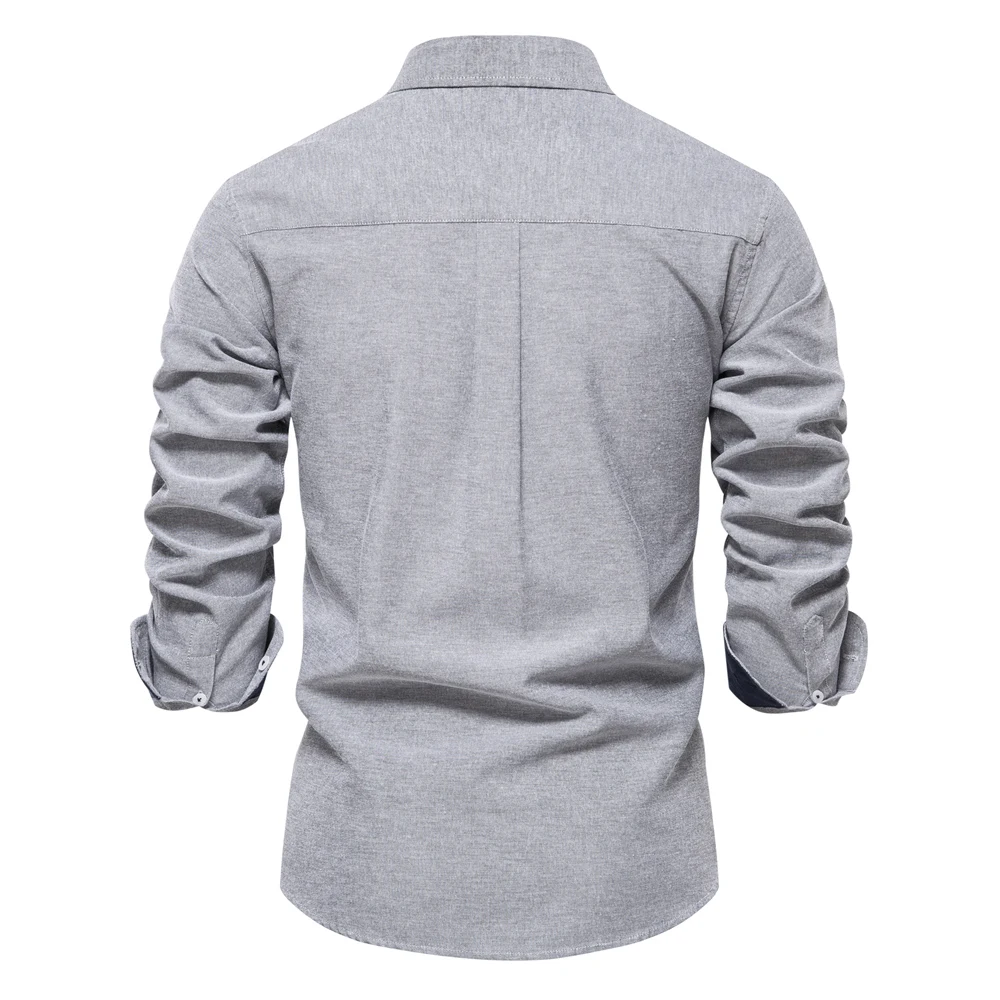 AIOPESON 2023 New Autumn Cotton Men's Oxford Shirt Long Sleeve Button Down Social Business Casual Shirts for Men