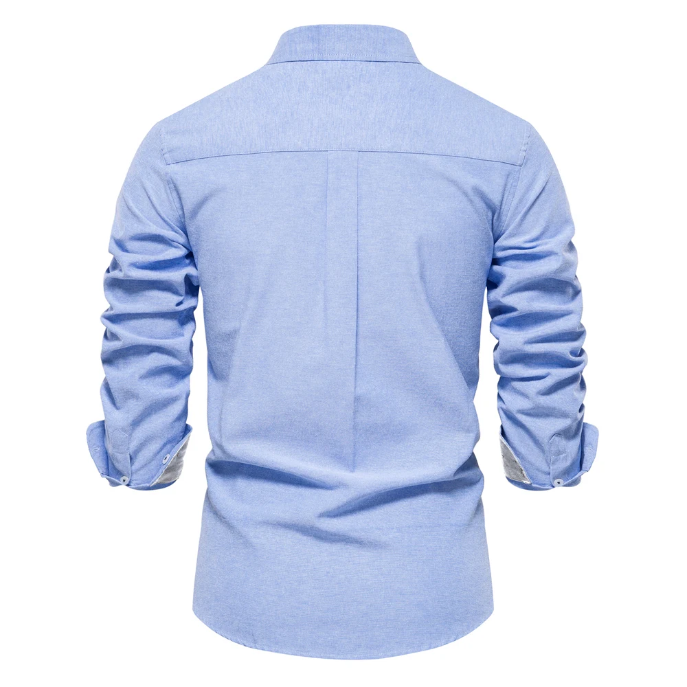 AIOPESON 2023 New Autumn Cotton Men's Oxford Shirt Long Sleeve Button Down Social Business Casual Shirts for Men