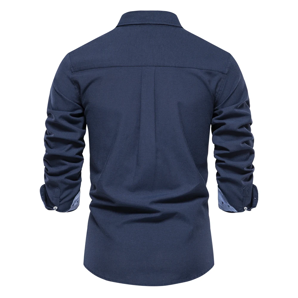 AIOPESON 2023 New Autumn Cotton Men's Oxford Shirt Long Sleeve Button Down Social Business Casual Shirts for Men