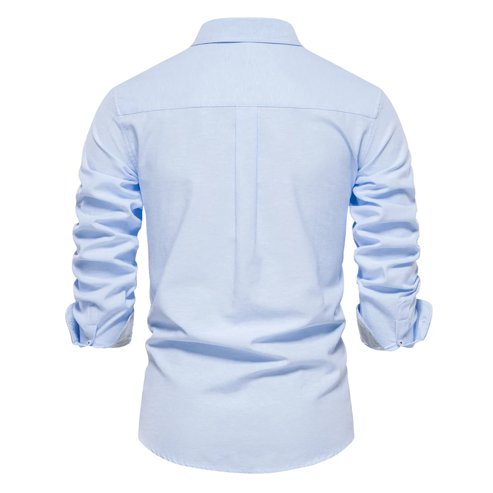 AIOPESON 2023 New Autumn Cotton Men's Oxford Shirt Long Sleeve Button Down Social Business Casual Shirts for Men