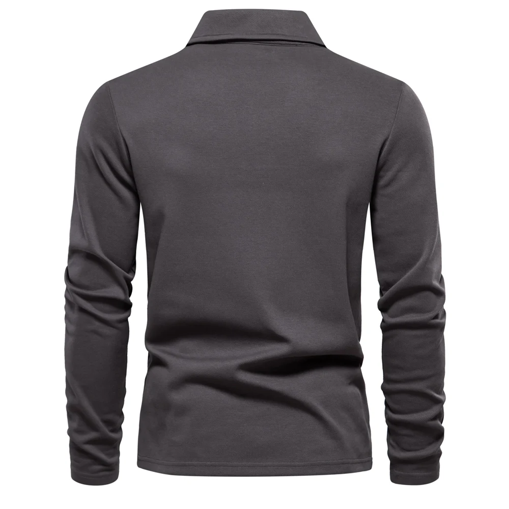 AIOPESON Embroidery Polo Shirt for Men Fashion Neck Turn Down Collar Mens Casual Social Polo Shirts Luxury Golf Shirt
