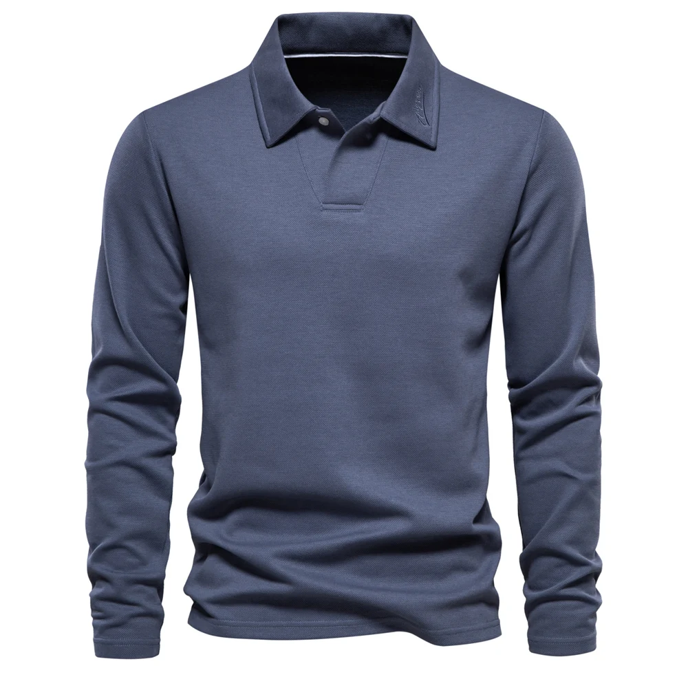 AIOPESON Embroidery Polo Shirt for Men Fashion Neck Turn Down Collar Mens Casual Social Polo Shirts Luxury Golf Shirt