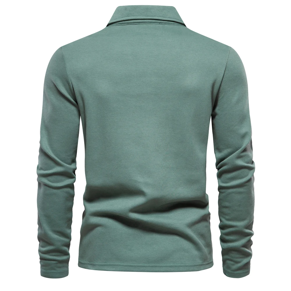 AIOPESON Embroidery Polo Shirt for Men Fashion Neck Turn Down Collar Mens Casual Social Polo Shirts Luxury Golf Shirt