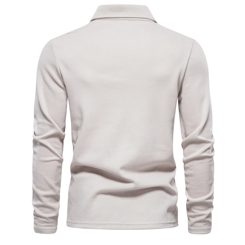 AIOPESON Embroidery Polo Shirt for Men Fashion Neck Turn Down Collar Mens Casual Social Polo Shirts Luxury Golf Shirt