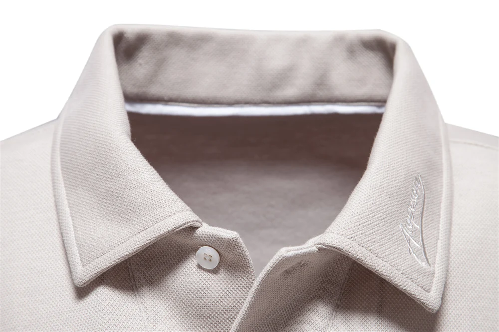 AIOPESON Embroidery Polo Shirt for Men Fashion Neck Turn Down Collar Mens Casual Social Polo Shirts Luxury Golf Shirt