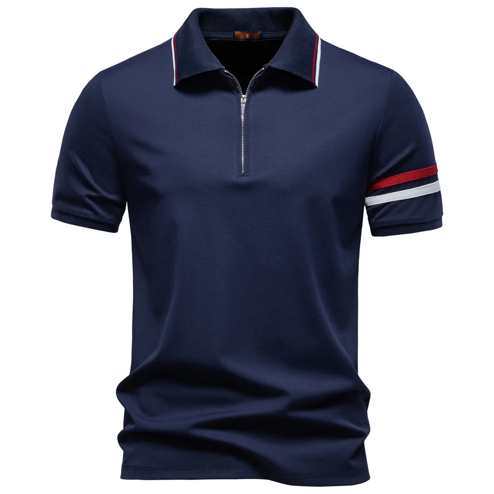 AIOPESON Men's Lightweight Breathable Polo Shirt Solid Color Half Zipper Collar Casual Summer Fashion Top