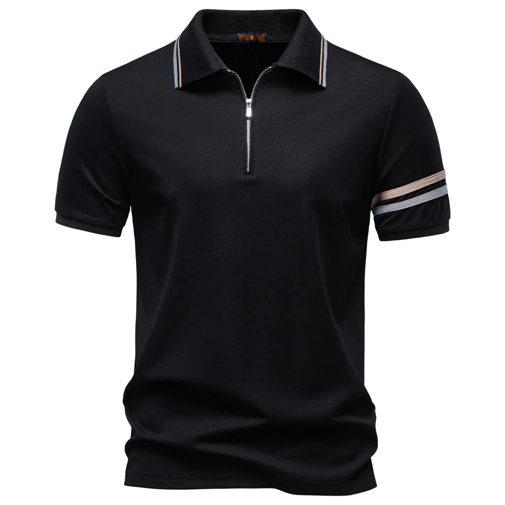AIOPESON Men's Lightweight Breathable Polo Shirt Solid Color Half Zipper Collar Casual Summer Fashion Top