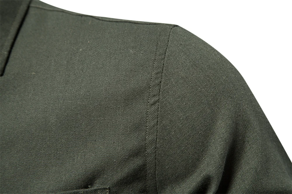 AIOPESON Men's Long Sleeve Shirt 100% Cotton Solid Color Turn-down Collar Single Pocket Spring Blouse for Social Occasions