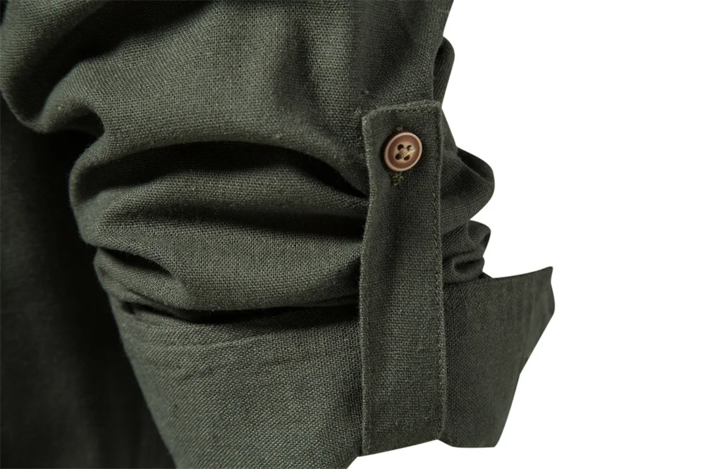 AIOPESON Men's Long Sleeve Shirt 100% Cotton Solid Color Turn-down Collar Single Pocket Spring Blouse for Social Occasions