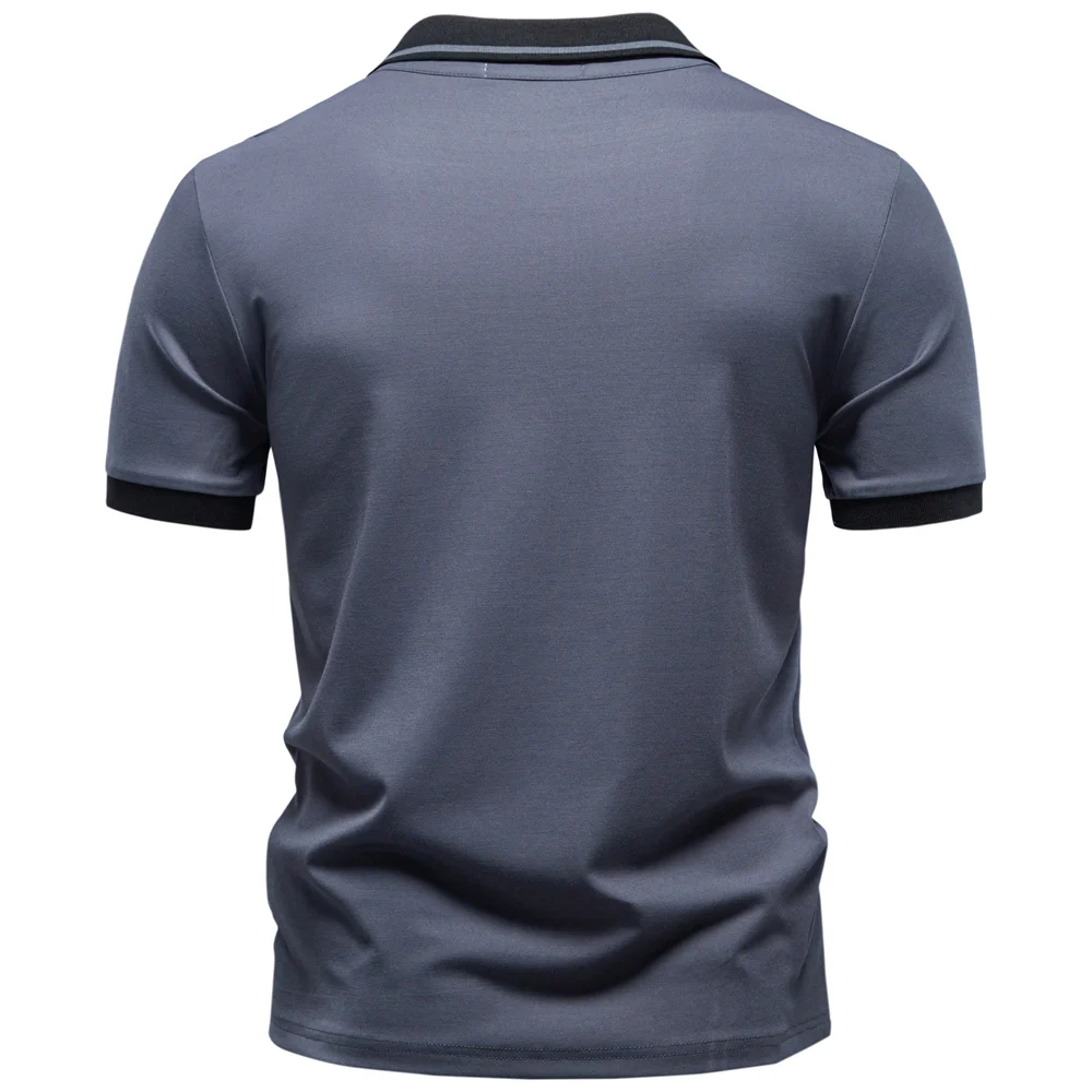 AIOPESON Men’s Short Sleeve Polo Shirt Solid Color Lightweight Breathable Summer Polo Shirts for Men Fashion Brand Slim Fit