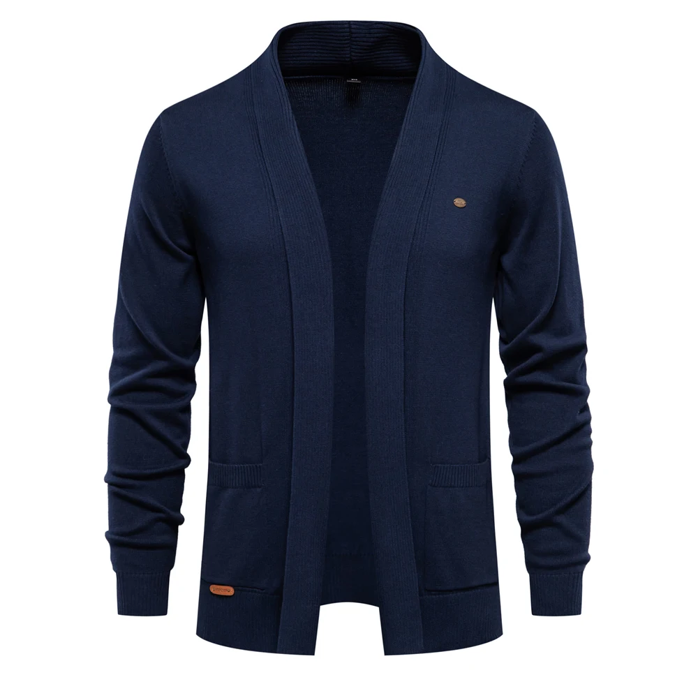 2023 New Winter Cotton Cardigan for Men Quality Mens Sweater Fashion Turn Down Collar Knitted Sweaters for Men