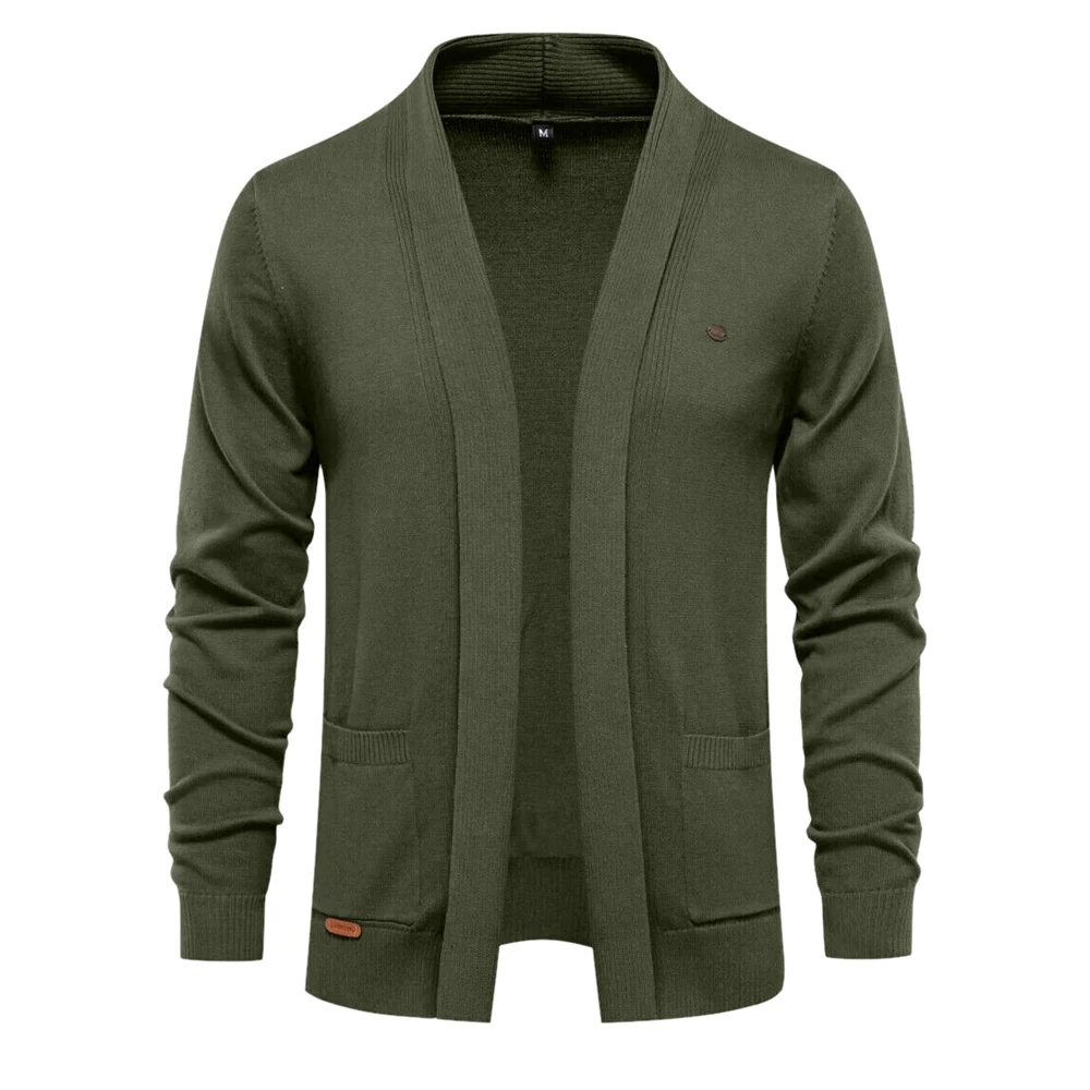 2023 New Winter Cotton Cardigan for Men Quality Mens Sweater Fashion Turn Down Collar Knitted Sweaters for Men