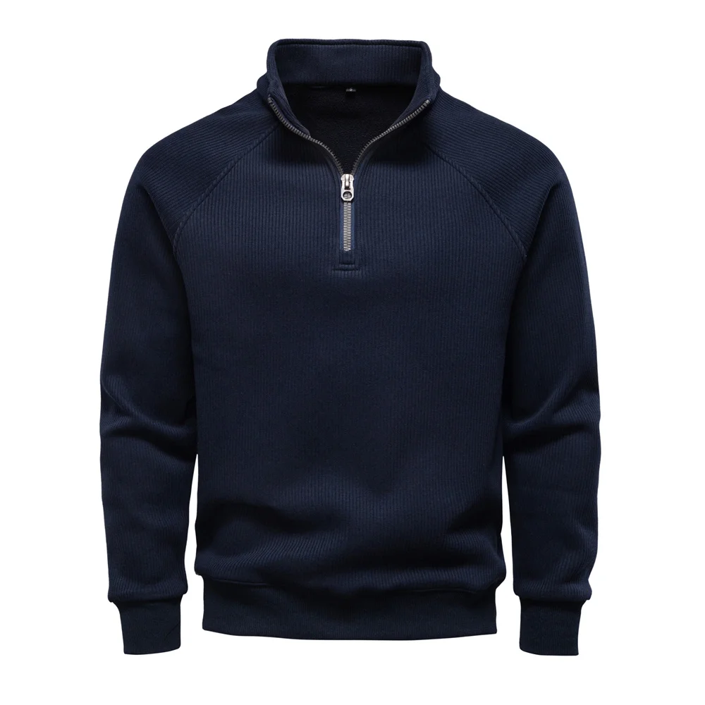 AIOPESON Brand Men Winter Thermal Sweater Cotton Zipper Slim Fit Thermal Underlayer Top Luxury Soft Shell Pullover Sweatshirt