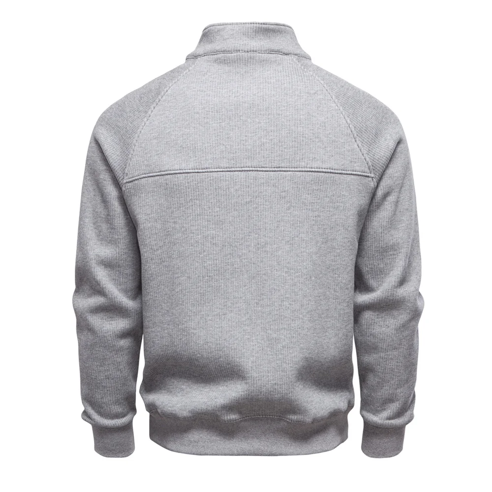 AIOPESON Brand Men Winter Thermal Sweater Cotton Zipper Slim Fit Thermal Underlayer Top Luxury Soft Shell Pullover Sweatshirt