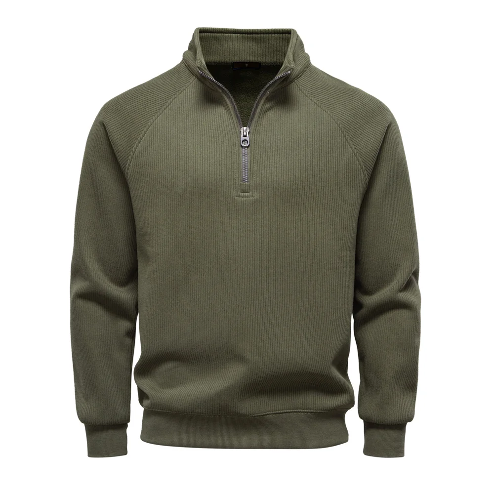AIOPESON Brand Men Winter Thermal Sweater Cotton Zipper Slim Fit Thermal Underlayer Top Luxury Soft Shell Pullover Sweatshirt
