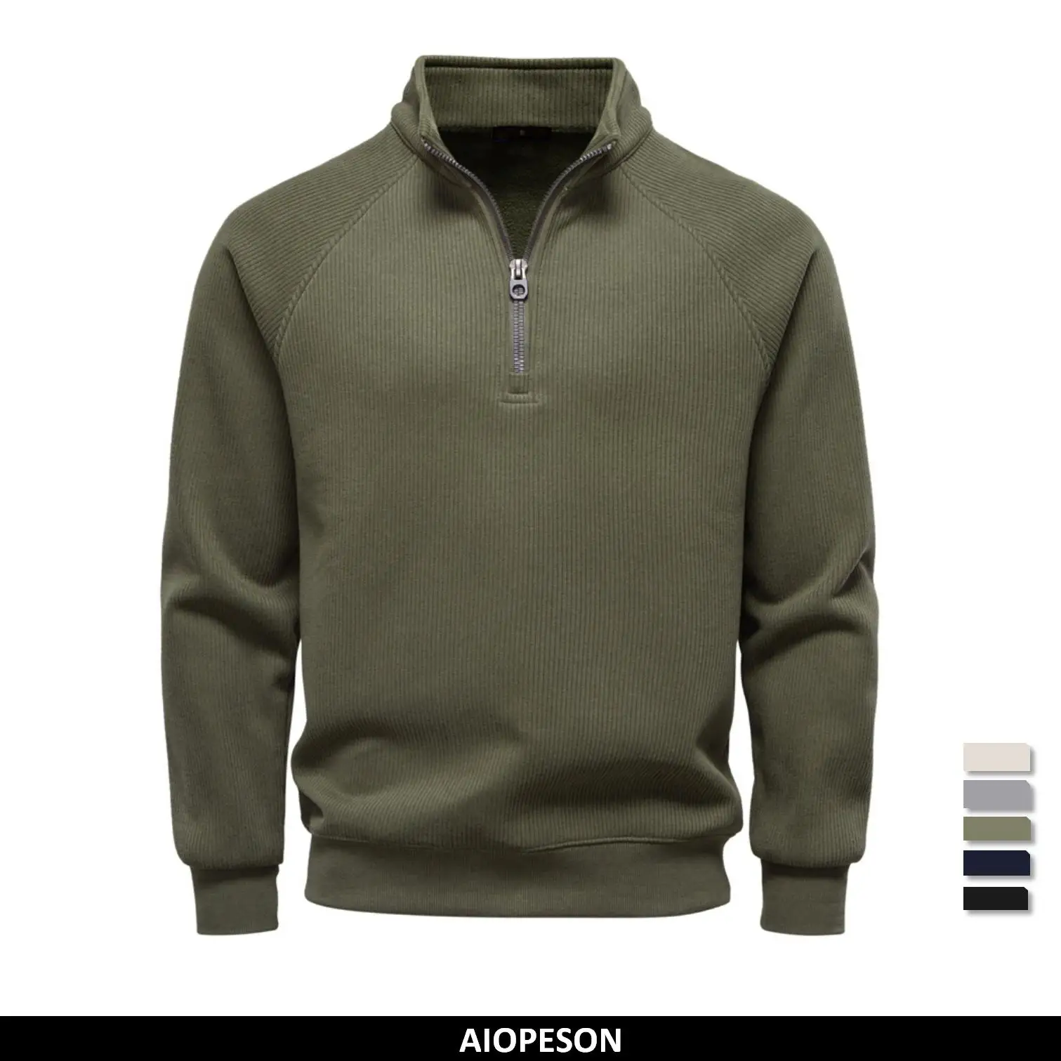 AIOPESON Brand Men Winter Thermal Sweater Cotton Zipper Slim Fit Thermal Underlayer Top Luxury Soft Shell Pullover Sweatshirt