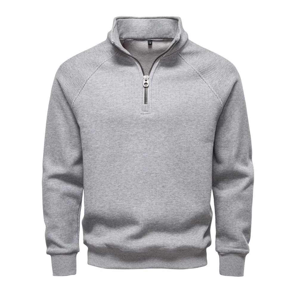 AIOPESON Brand Men Winter Thermal Sweater Cotton Zipper Slim Fit Thermal Underlayer Top Luxury Soft Shell Pullover Sweatshirt