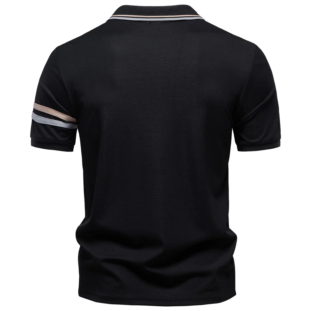 AIOPESON Men's Polo Shirts Half Zipper Collar Solid Color Lightweight Breathable Casual Polo Shirt for Men Summer Fashion Top