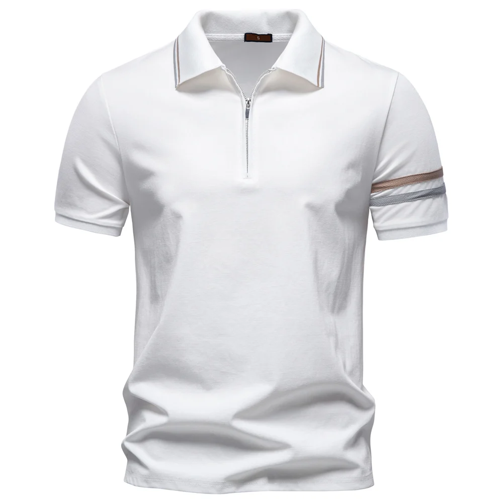 AIOPESON Men's Polo Shirts Half Zipper Collar Solid Color Lightweight Breathable Casual Polo Shirt for Men Summer Fashion Top