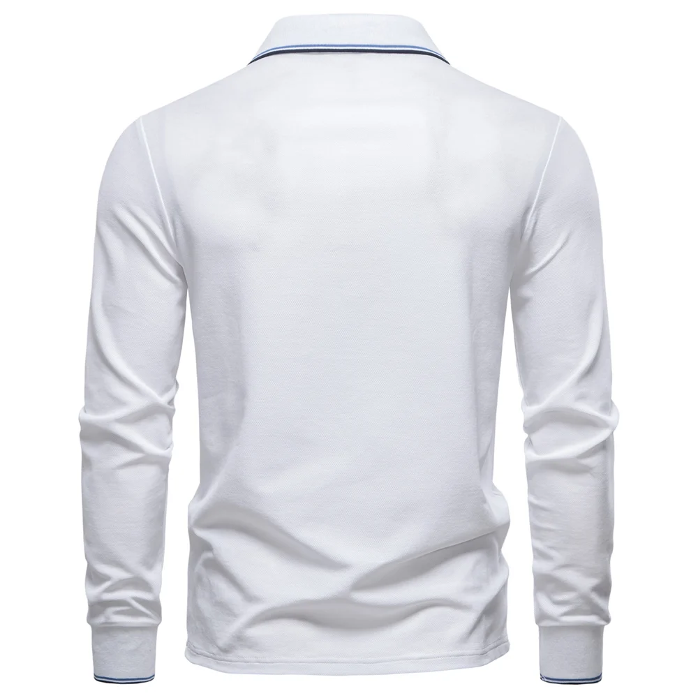 AIOPESON 2025 New Men's Mock Neck Polo Shirts for Men Cotton Solid Color Long Sleeve Polo Desinger Social Luxury Touch Male